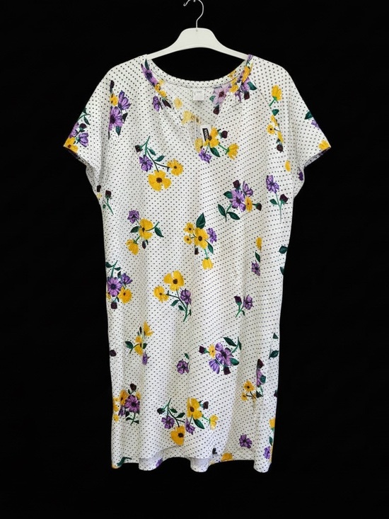 Old Navy White Floral Midi Dress with Yellow and Purple Flowers - Picture 2 of 3